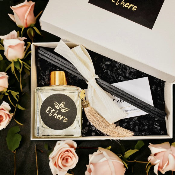 Ethere prabangus kvapų difuzorius 150 ml + juodos lazdelės